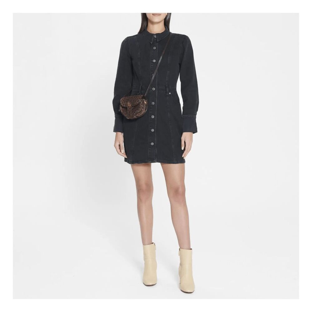 Boyish Moonfleet Black Wash Denim Emmett Mini Jean Shirt Dress Women's